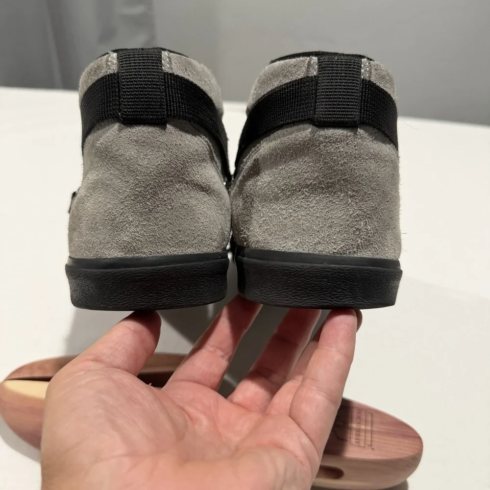 TUK Mens 12 Grey Suede Creeper Sneakers Bondage Straps D-Ring Zipper Punk Rock